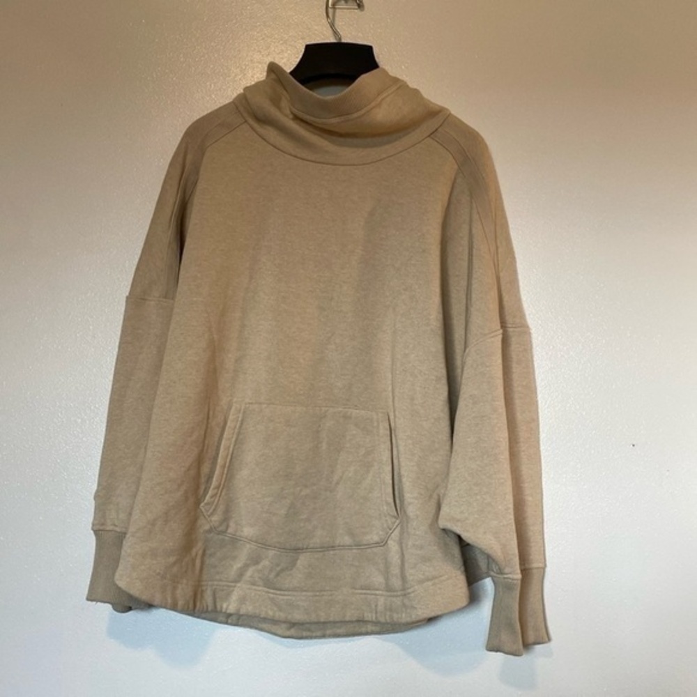 44 degree North oversized tall cowl neck ribbed trim  pocket cotton sweatshirt